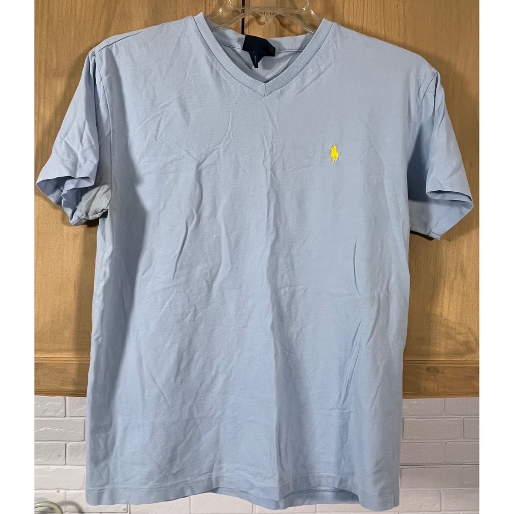 Polo‎ Ralph Lauren T-Shirt Mens Small Blue V-Neck Cotton Short Sleeve